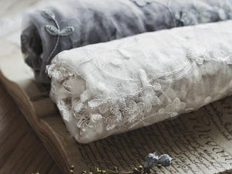 ON SALE, 2 Color lace fabric, light blue grey color/white color lace fabric, for wedding, by the yard