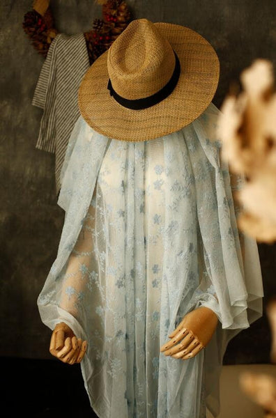 Grey Blue Color Mesh Lace Fabric, Embroidered Floral Lace Fabric, Cotton Yarn Fabric, Wedding Lace Fabric