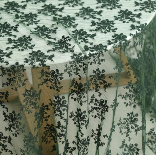 Hunter green color mesh fabric with floral style, mesh fabric, mesh lace fabric, curtains mesh fabric-WHY004