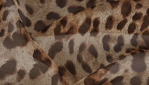 ON SALE, 6 Color 100% Silk chiffon fabric, printed silk chiffon fabric with leopard style, by the yard