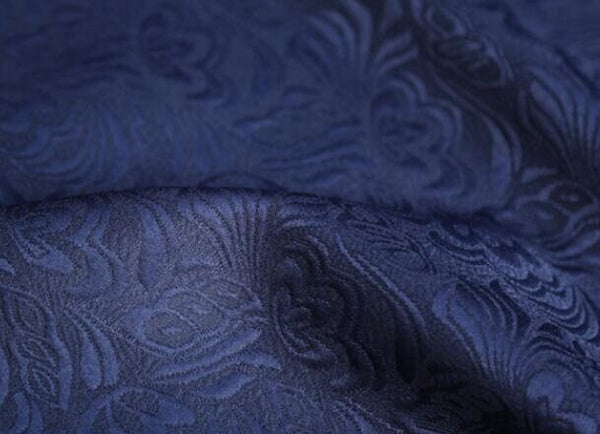 High quality jacquard fabric, navy blue color jacquard fabric, wedding jaquard fabric, by the yard