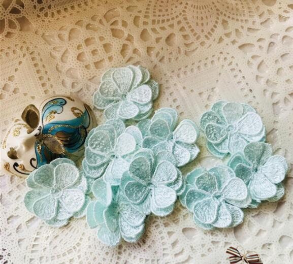 Green flower, patch, 3D flower applique, for 5 PCS