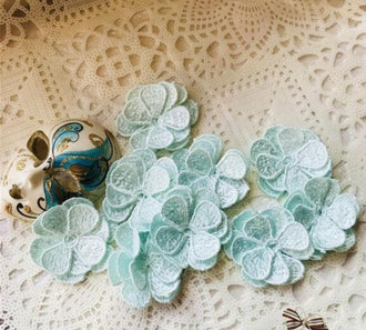 Green flower, patch, 3D flower applique, for 5 PCS