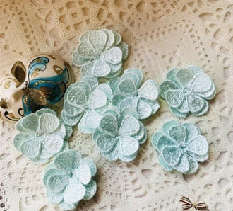 Green flower, patch, 3D flower applique, for 5 PCS