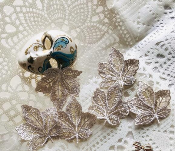 Maple leaf embroidered patch, decor leaf patch, DIY patch, for 5 pcs