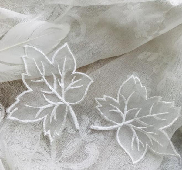 Off-white lace leaf patch, applique, for 5pcs