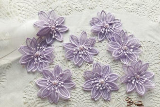 Embroidered flower patch, light purple flower applique,for 5 pcs