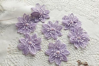 Embroidered flower patch, light purple flower applique,for 5 pcs
