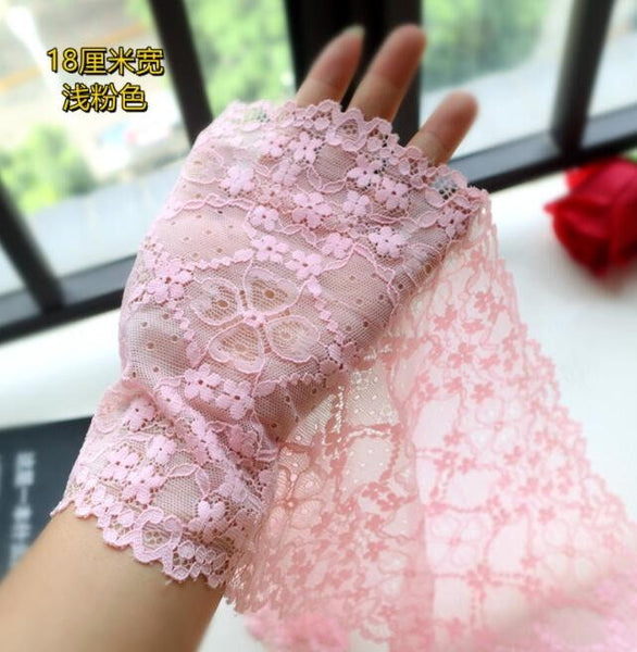 Light pink color lace trim, stretch lace trim, embroidered lace trim, for 2 yards long
