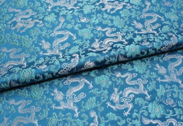 Light blue color brocade fabric, jacquard fabric, dragon fabric, by the yard