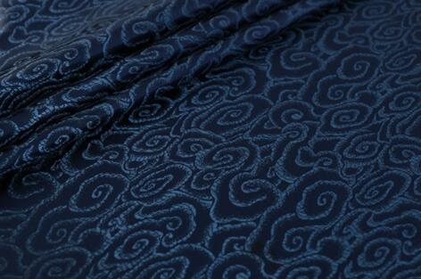 Navy blue color brocade fabric, jacquard fabric, by the yard
