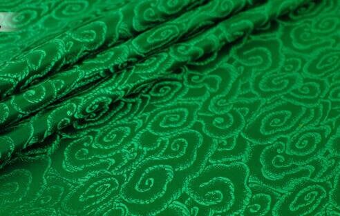 Green color brocade fabric, jacquard fabric, by the yard
