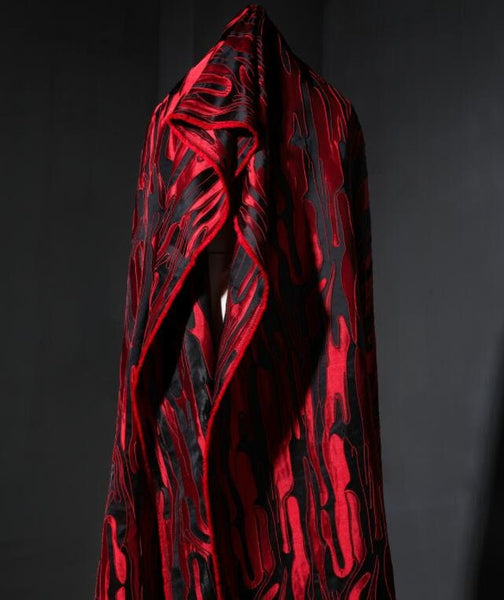 Black red color jacquard fabric, fashion pattern jacquard fabric, cosplay dress fabric,b ythe yard