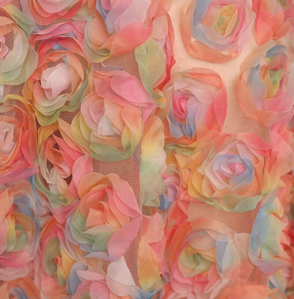 3D Flower pattern mesh fabric, wedding mesh fabric, fabric by the yard