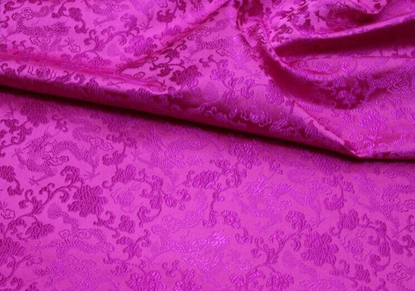 Rose red color brocade fabric, jacquard fabric, dragon style brocade fabric, cosplay dress fabric, by the yard