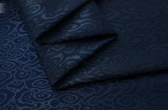 Navy blue color brocade fabric, jacquard fabric, by the yard