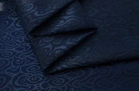 Navy blue color brocade fabric, jacquard fabric, by the yard
