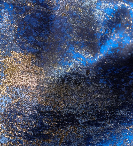 ON SALE, 40%OFF-Blue gold color jacquard fabric, wedding jacket fabric, fabric by the yard