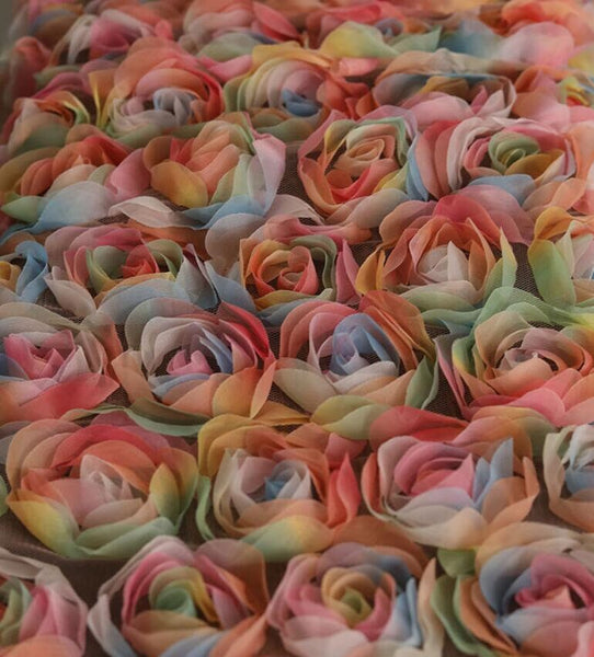 3D Flower pattern mesh fabric, wedding mesh fabric, fabric by the yard