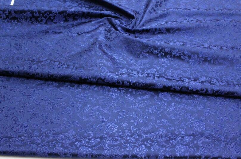 Dark blue color brocade fabric, jacquard fabric, dragon style brocade fabric, cosplay dress fabric, by the yard