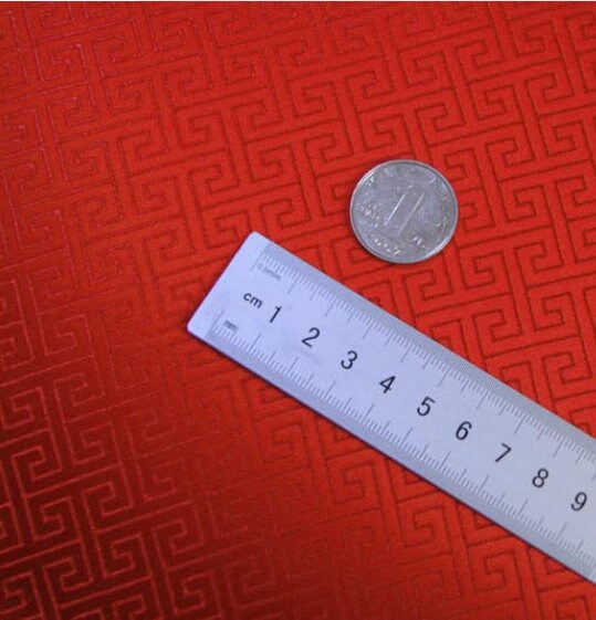 Red color brocade fabric, jacquard fabric, fabric by the yard
