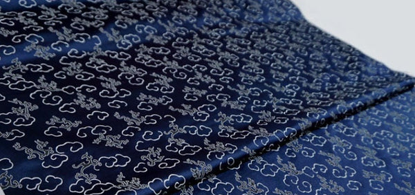 Navy blue brocade fabric, jacquard fabric, brocade fabric, fabric by the yard