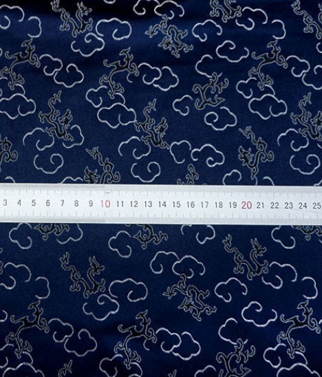 Navy blue brocade fabric, jacquard fabric, brocade fabric, fabric by the yard