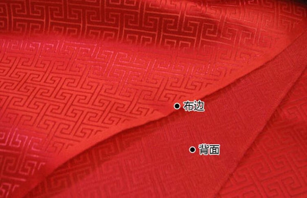 Red color brocade fabric, jacquard fabric, fabric by the yard