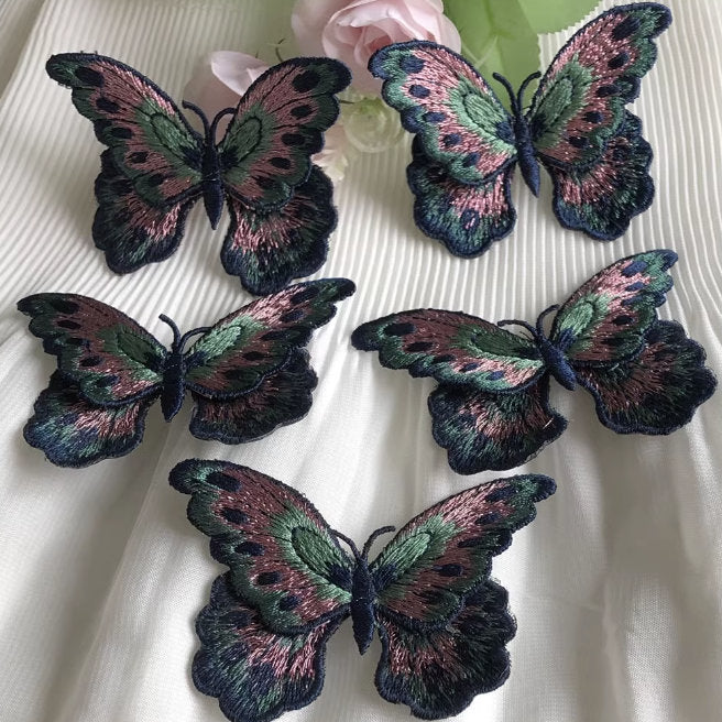 High quality double-layer 3D butterfly embroidery fabric patch flower patch dress Hanfu decorative patch hand sewing on
