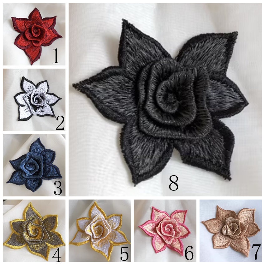 High quality double-layer 3D flower embroidery fabric patch dress Hanfu decorative patch hand sewing on