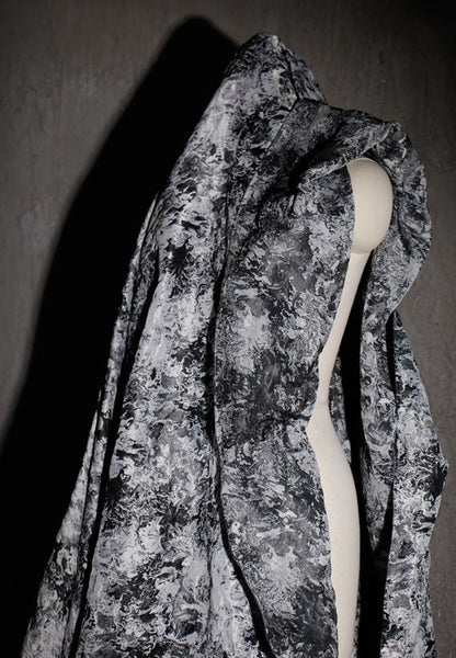 High quality jacquard fabric, black gray ink pattern texture jacquard fabric, wedding dress fabric, for cosplay