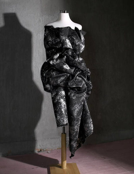 High quality jacquard fabric, black silver jacquard fabric, wedding dress fabric, for cosplay
