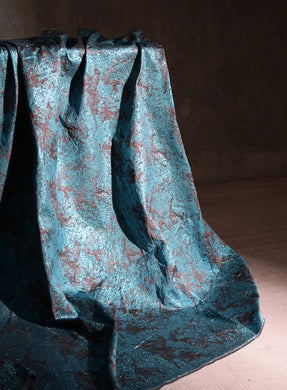 High quality jacquard fabric, retro blue red color jacquard, wedding dress fabric, for cosplay dress