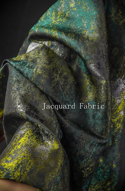 Green yellow color jacquard fabric, wedding jacket fabric, cosplay cloak fabric by the yard