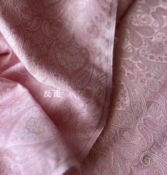 Light pink color brocade fabric,  jacquard fabric by the yard