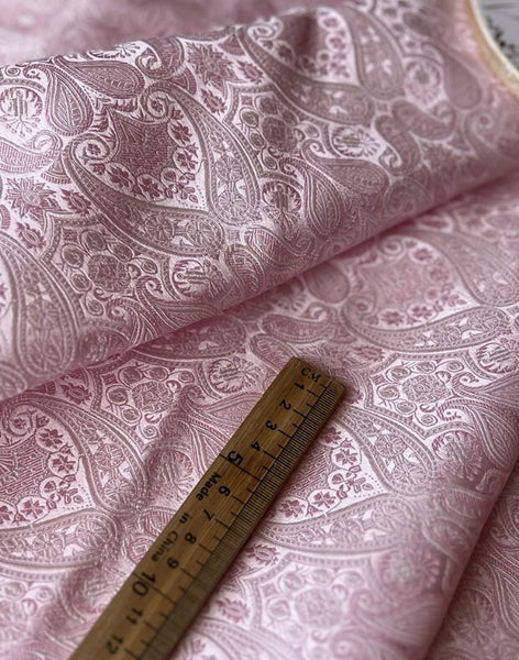 Light pink color brocade fabric,  jacquard fabric by the yard