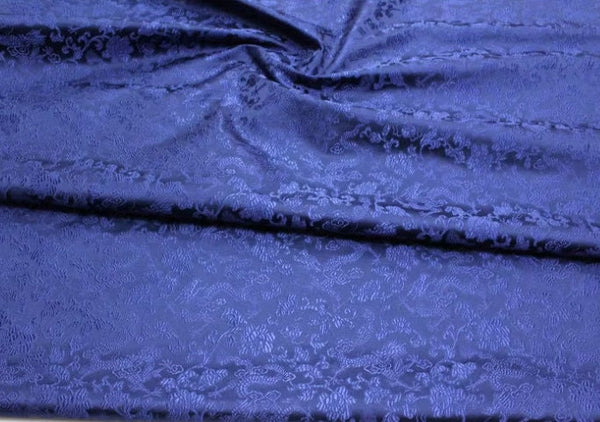 Navy blue color dragon brocade fabric, jacquard brocade fabric, by the yard
