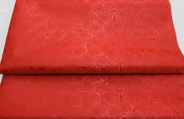 Red color brocade fabric with rose pattern, jacquard fabric, cosplay dress fabric, by the yard