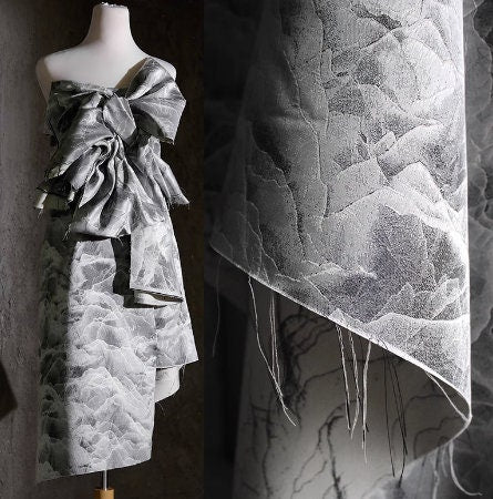30%Off-Grey white color jacquard fabric, wedding jacket fabric, cosplay cloak fabric by the yard