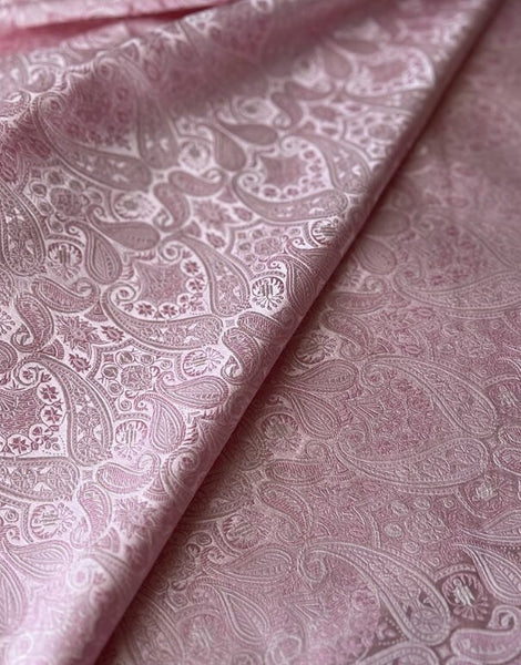 Light pink color brocade fabric,  jacquard fabric by the yard