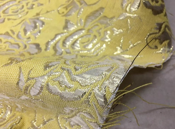 Bright yellow color brocade fabric with rose pattern, jacquard fabric, cosplay dress fabric, by the yard