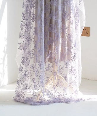 Light purple color mesh fabric with floral style, mesh fabric, mesh lace fabric, curtains mesh fabric-WHY004