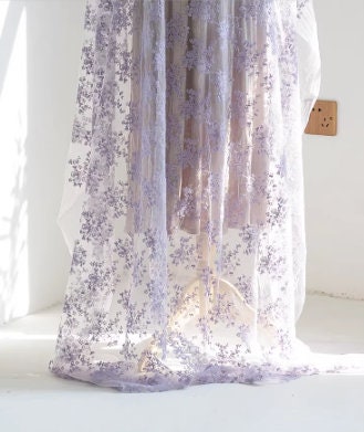 Light purple color mesh fabric with floral style, mesh fabric, mesh lace fabric, curtains mesh fabric-WHY004