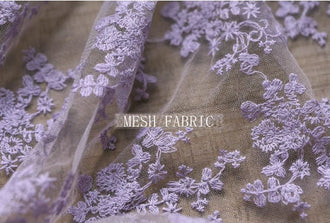 Light purple color mesh fabric with floral style, mesh fabric, mesh lace fabric, curtains mesh fabric-WHY004