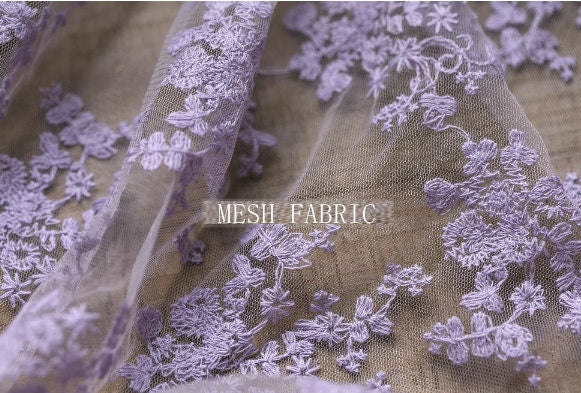Light purple color mesh fabric with floral style, mesh fabric, mesh lace fabric, curtains mesh fabric-WHY004