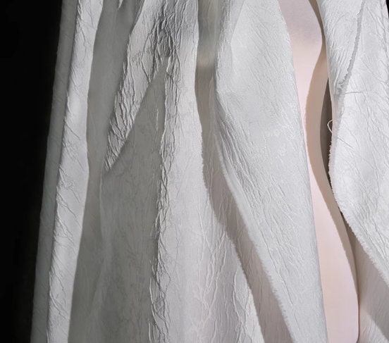 Off-white color plant style jacquard fabric, wedding jacquard fabric, fabric by the yard