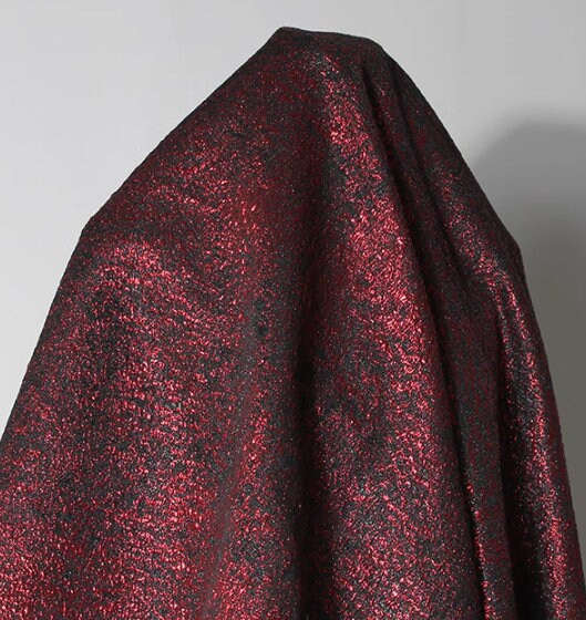 Black red color jacquard fabric, fashion jacquard fabric, cosplay dress fabric, double-sided shiny jacquard fabric, fabric by the yard