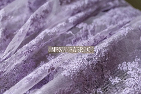 Light purple color mesh fabric with floral style, mesh fabric, mesh lace fabric, curtains mesh fabric-WHY004