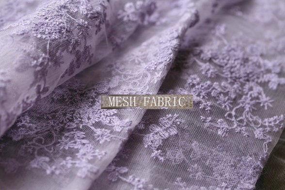 Light purple color mesh fabric with floral style, mesh fabric, mesh lace fabric, curtains mesh fabric-WHY004