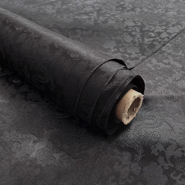 Dragon Pattern Black Color Jacquard Silk Fabric Chinese Cheongsam Clothing Silk Fabric